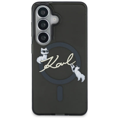 Husa MagSafe pentru Samsung Galaxy S26 Plus S947, Karl Lagerfeld, IML Choupette Karl Script Logo, Neagra