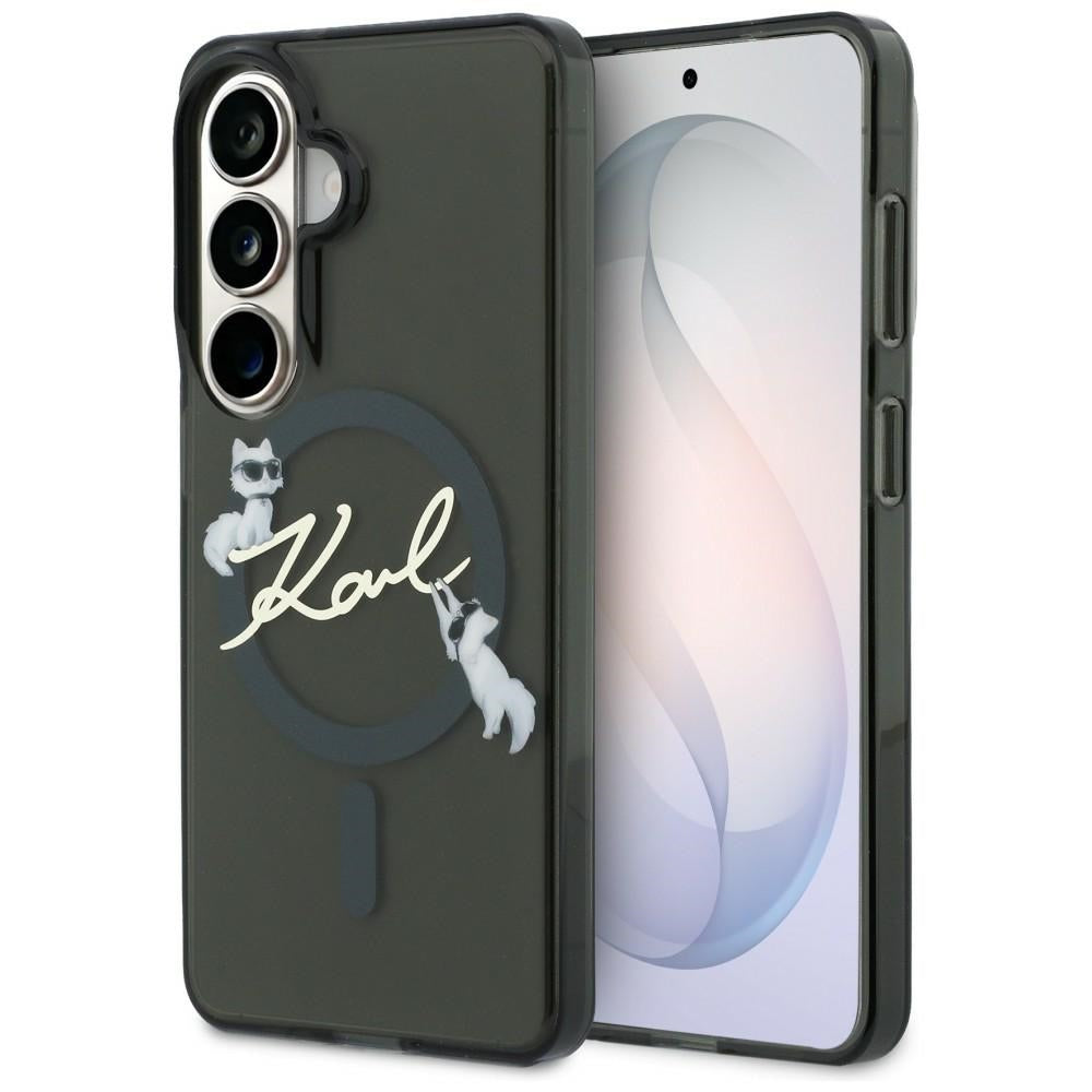 Husa MagSafe pentru Samsung Galaxy S26 Plus S947, Karl Lagerfeld, IML Choupette Karl Script Logo, Neagra