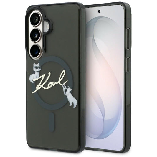 Husa MagSafe pentru Samsung Galaxy S26 Plus S947, Karl Lagerfeld, IML Choupette Karl Script Logo, Neagra