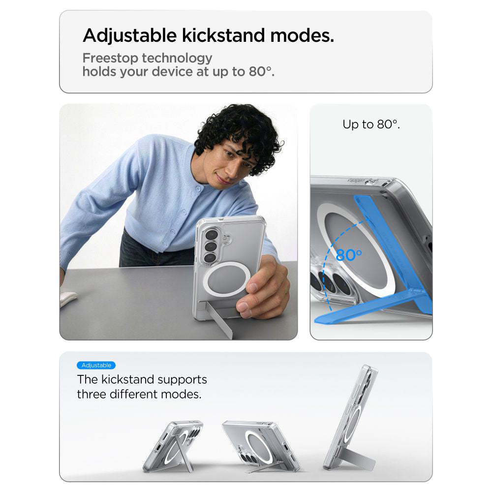 Husa MagSafe pentru Samsung Galaxy S26 Plus S947, Spigen, Ultra Hybrid S, Transparenta Alba ACS11050