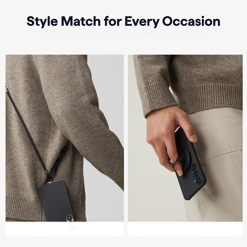 Husa MagSafe pentru Samsung Galaxy S26 Plus, Techsuit, Aramid Fiber, Neagra