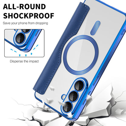 Husa MagSafe pentru Samsung Galaxy S26 Plus, Techsuit, SmartMag Book, Albastra