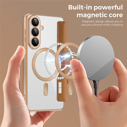 Husa MagSafe pentru Samsung Galaxy S26 Plus, Techsuit, SmartMag Book, Maro