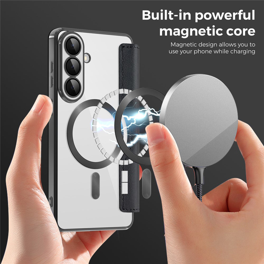 Husa MagSafe pentru Samsung Galaxy S26 Plus, Techsuit, SmartMag Book, Neagra