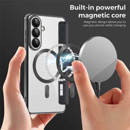 Husa MagSafe pentru Samsung Galaxy S26 Plus, Techsuit, SmartMag Book, Neagra