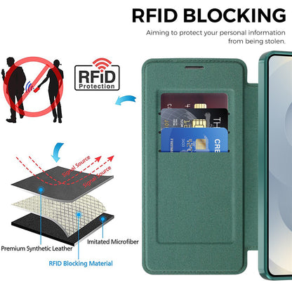 Husa MagSafe pentru Samsung Galaxy S26 Plus, Techsuit, SmartMag Book, Verde