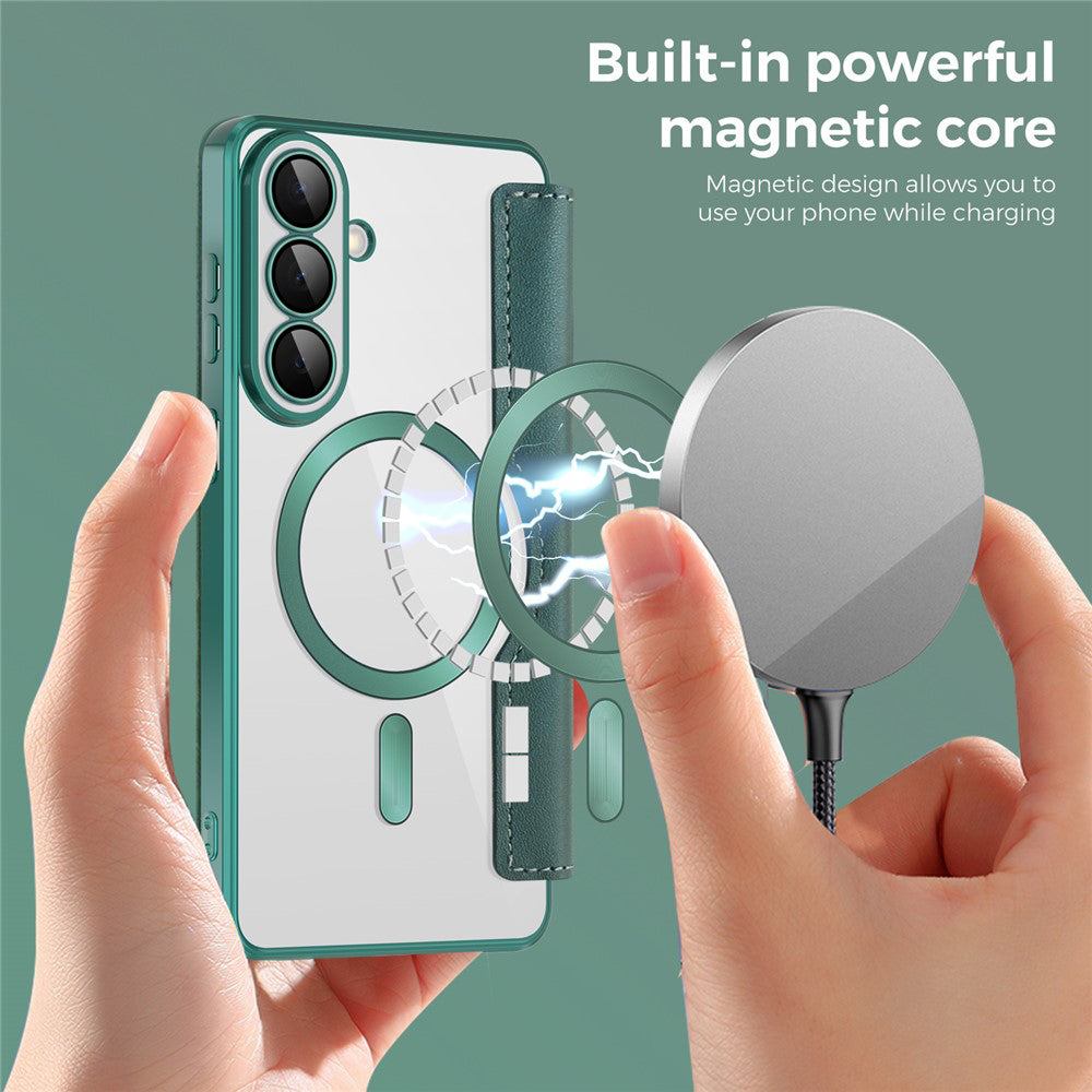 Husa MagSafe pentru Samsung Galaxy S26 Plus, Techsuit, SmartMag Book, Verde