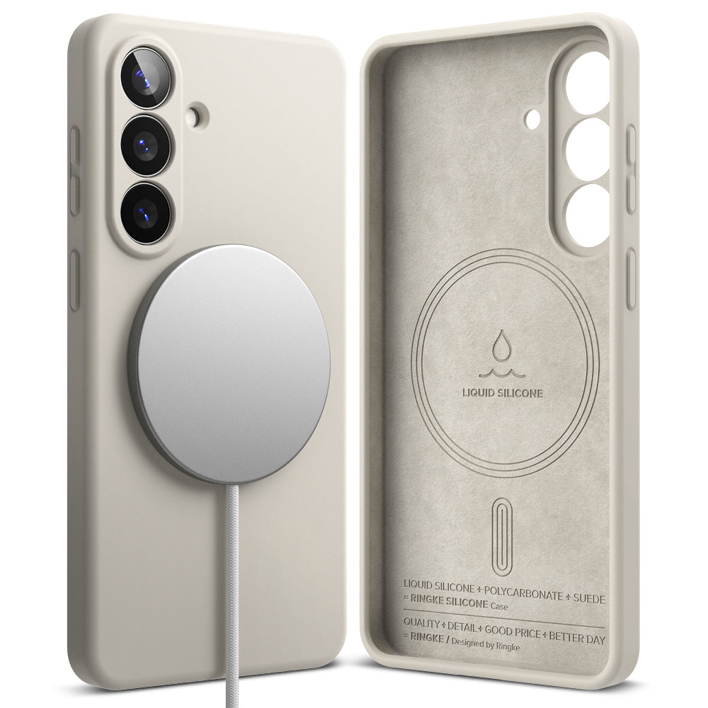 Husa MagSafe pentru Samsung Galaxy S26, Ringke, Silicone, Crem