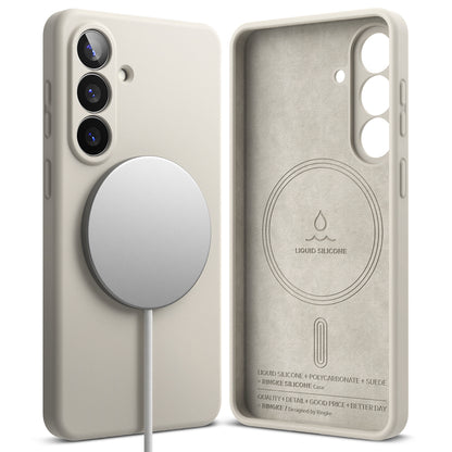 Husa MagSafe pentru Samsung Galaxy S26, Ringke, Silicone, Crem