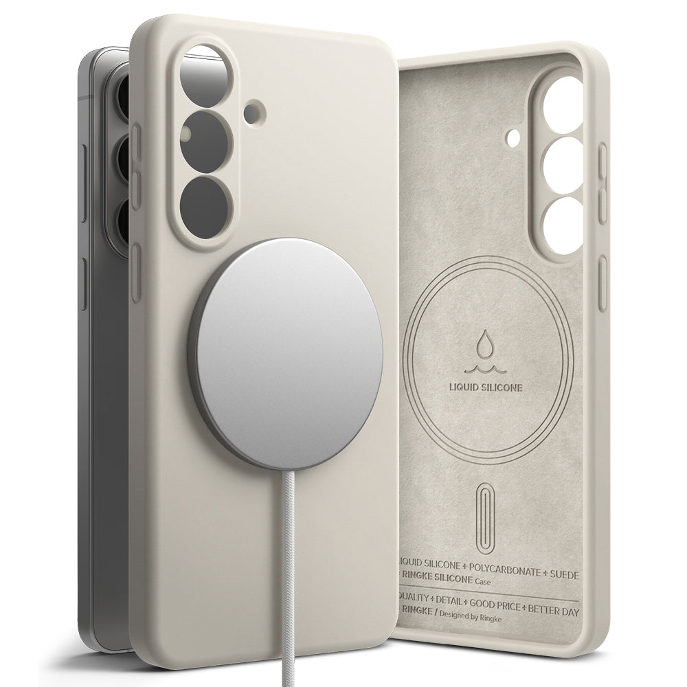 Husa MagSafe pentru Samsung Galaxy S26, Ringke, Silicone, Crem