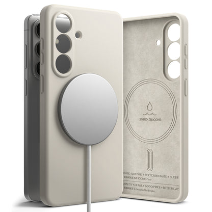 Husa MagSafe pentru Samsung Galaxy S26, Ringke, Silicone, Crem