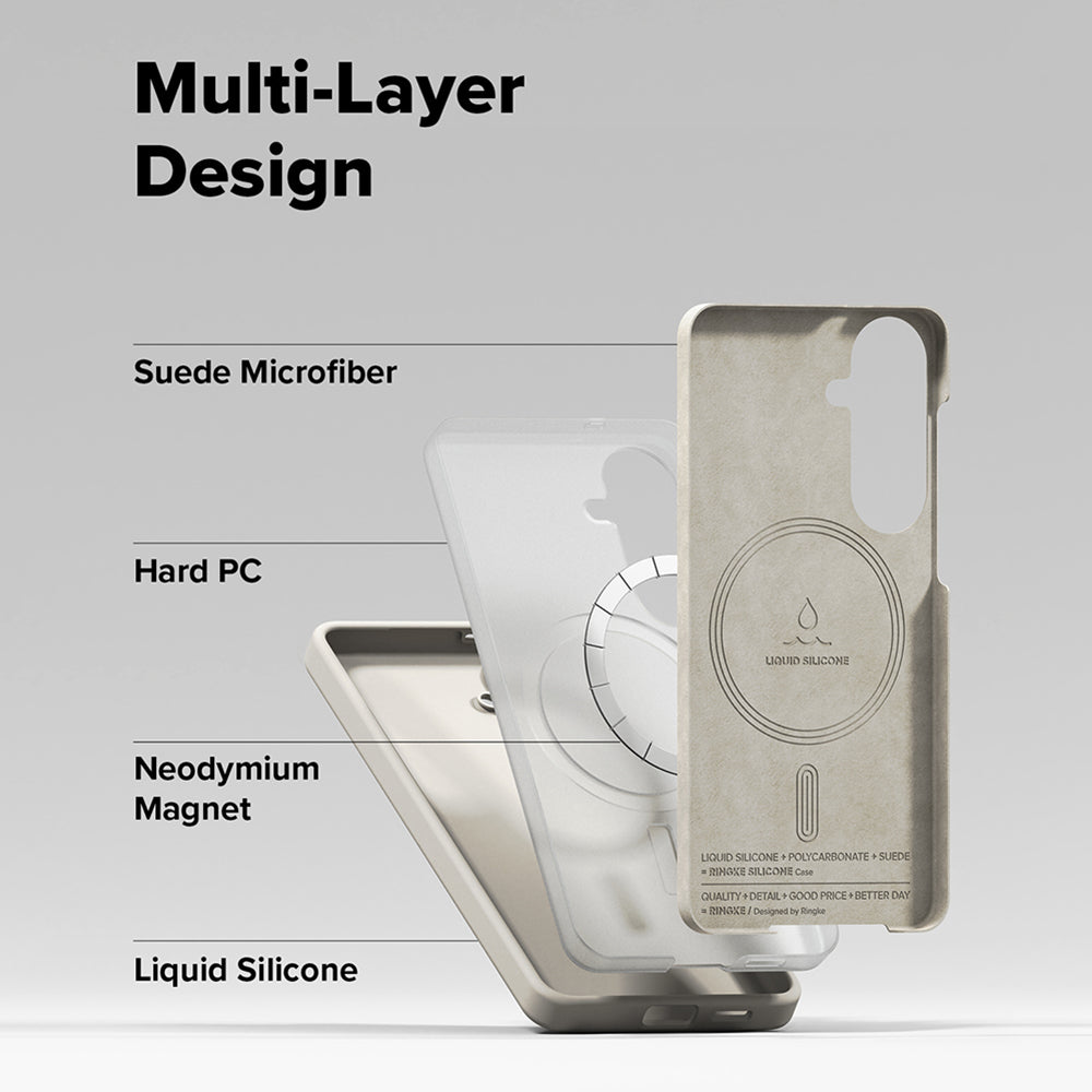 Husa MagSafe pentru Samsung Galaxy S26, Ringke, Silicone, Crem