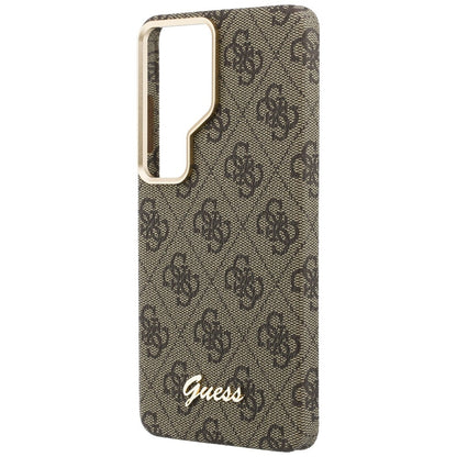 Husa MagSafe pentru Samsung Galaxy S26 S942, Guess, 4G Script Logo, Maro