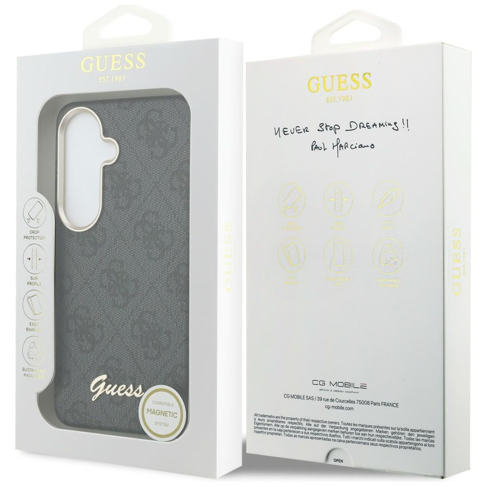 Husa MagSafe pentru Samsung Galaxy S26 S942, Guess, 4G Script Logo, Neagra