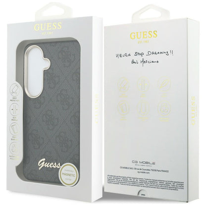 Husa MagSafe pentru Samsung Galaxy S26 S942, Guess, 4G Script Logo, Neagra