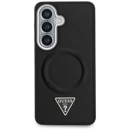 Husa MagSafe pentru Samsung Galaxy S26 S942, Guess, Embossed Ring Triangle Logo, Neagra