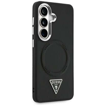 Husa MagSafe pentru Samsung Galaxy S26 S942, Guess, Embossed Ring Triangle Logo, Neagra