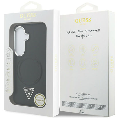 Husa MagSafe pentru Samsung Galaxy S26 S942, Guess, Embossed Ring Triangle Logo, Neagra