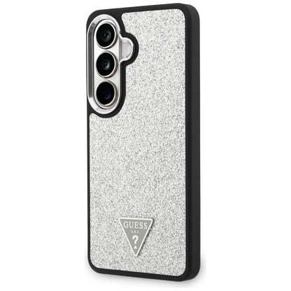 Husa MagSafe pentru Samsung Galaxy S26 S942, Guess, Fixed Glitter Triangle Logo, Argintie
