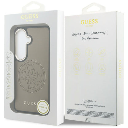 Husa MagSafe pentru Samsung Galaxy S26 S942, Guess, Perforated Logo, Maro