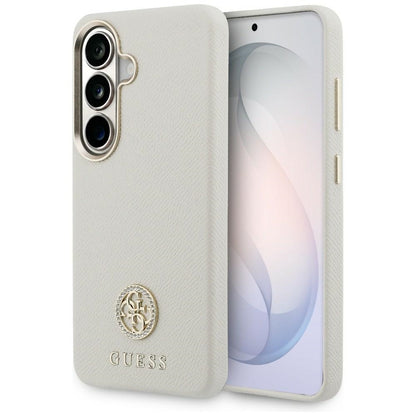 Husa MagSafe pentru Samsung Galaxy S26 S942, Guess, Rhinestone Round Logo, Bej