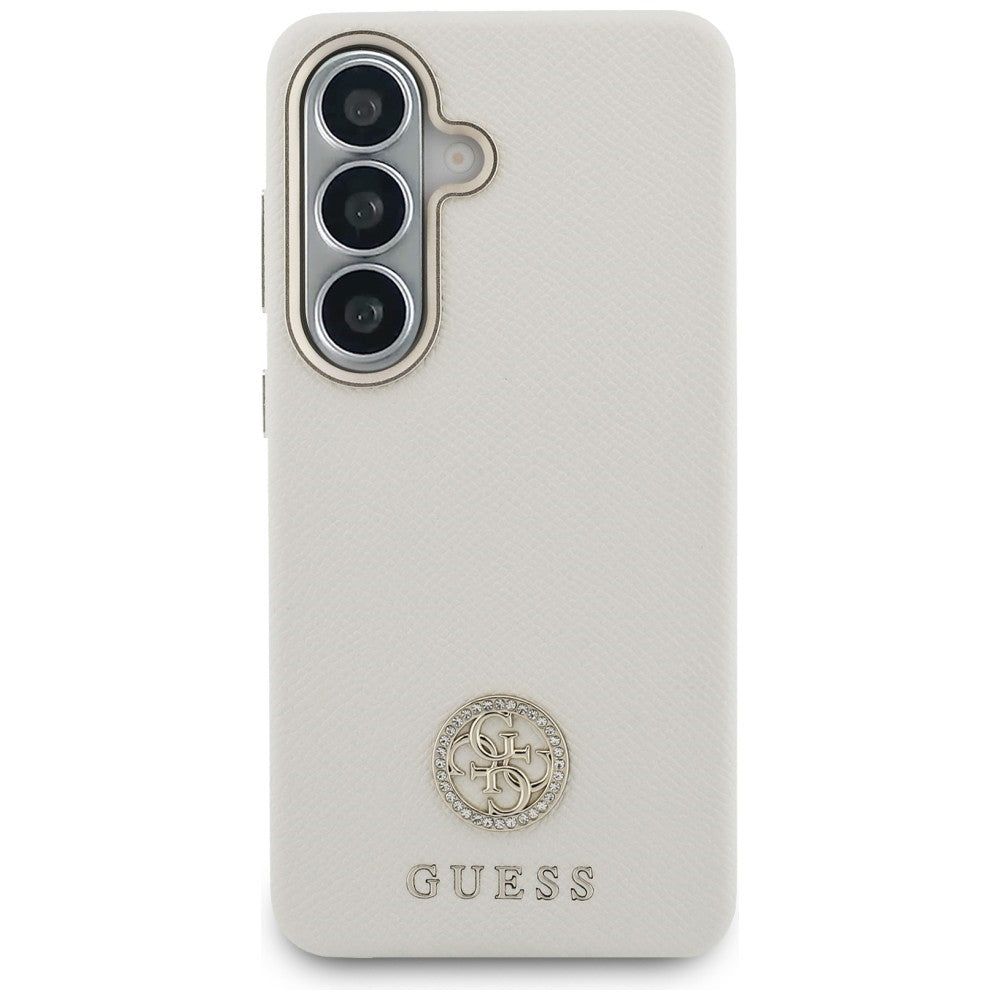 Husa MagSafe pentru Samsung Galaxy S26 S942, Guess, Rhinestone Round Logo, Bej