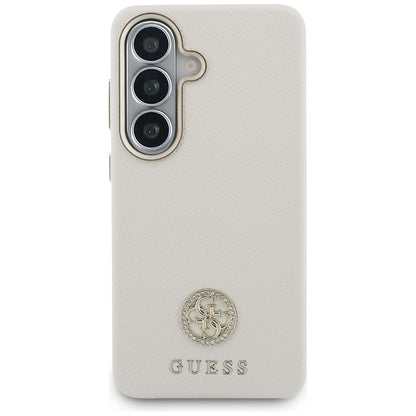 Husa MagSafe pentru Samsung Galaxy S26 S942, Guess, Rhinestone Round Logo, Bej