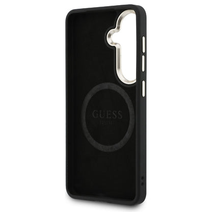 Husa MagSafe pentru Samsung Galaxy S26 S942, Guess, Saffiano Peony Embossed Ring, Neagra