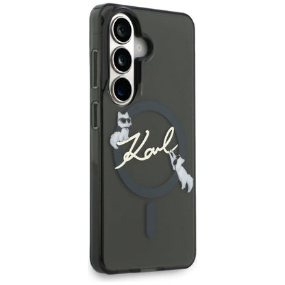 Husa MagSafe pentru Samsung Galaxy S26 S942, Karl Lagerfeld, IML Choupette Karl Script Logo, Neagra