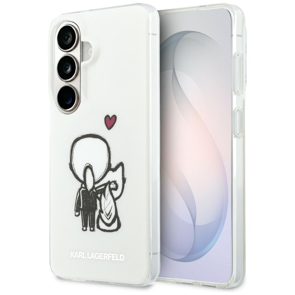 Husa MagSafe pentru Samsung Galaxy S26 S942, Karl Lagerfeld, IML Karl & Choupette Back Logo, Alba