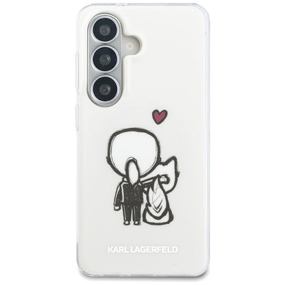 Husa MagSafe pentru Samsung Galaxy S26 S942, Karl Lagerfeld, IML Karl & Choupette Back Logo, Alba