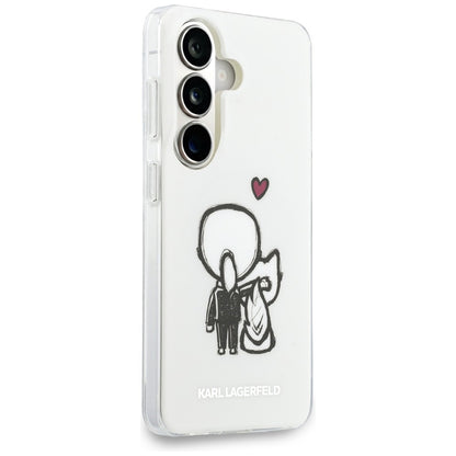 Husa MagSafe pentru Samsung Galaxy S26 S942, Karl Lagerfeld, IML Karl & Choupette Back Logo, Alba