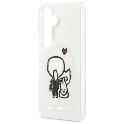 Husa MagSafe pentru Samsung Galaxy S26 S942, Karl Lagerfeld, IML Karl & Choupette Back Logo, Alba