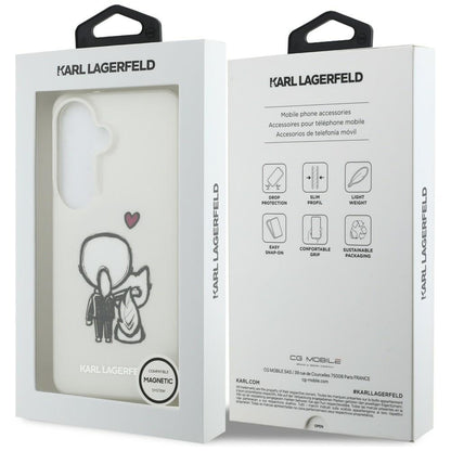 Husa MagSafe pentru Samsung Galaxy S26 S942, Karl Lagerfeld, IML Karl & Choupette Back Logo, Alba