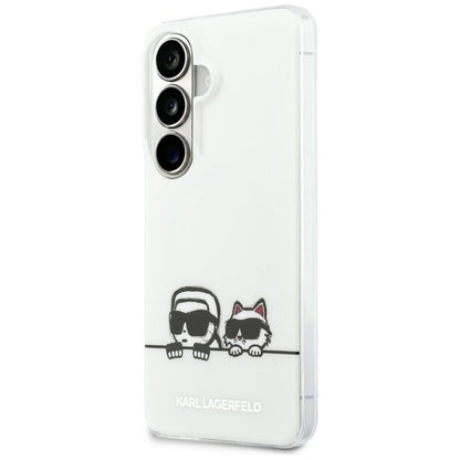 Husa MagSafe pentru Samsung Galaxy S26 S942, Karl Lagerfeld, IML Karl & Choupette Peekaboo Logo, Alba