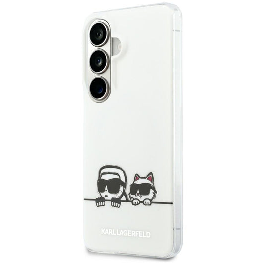 Husa MagSafe pentru Samsung Galaxy S26 S942, Karl Lagerfeld, IML Karl & Choupette Peekaboo Logo, Alba