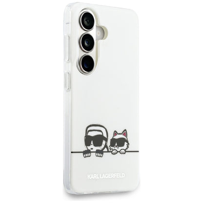 Husa MagSafe pentru Samsung Galaxy S26 S942, Karl Lagerfeld, IML Karl & Choupette Peekaboo Logo, Alba