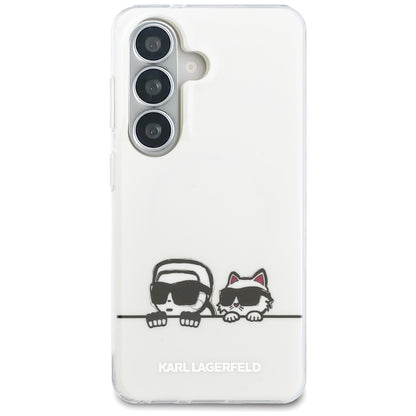 Husa MagSafe pentru Samsung Galaxy S26 S942, Karl Lagerfeld, IML Karl & Choupette Peekaboo Logo, Alba