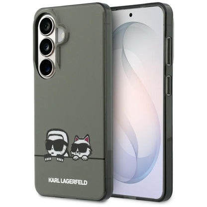 Husa MagSafe pentru Samsung Galaxy S26 S942, Karl Lagerfeld, IML Karl & Choupette Peekaboo Logo, Neagra