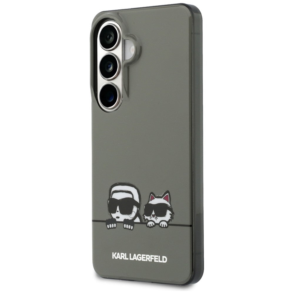 Husa MagSafe pentru Samsung Galaxy S26 S942, Karl Lagerfeld, IML Karl & Choupette Peekaboo Logo, Neagra