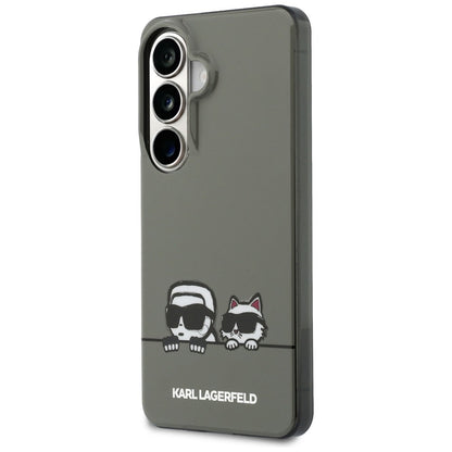 Husa MagSafe pentru Samsung Galaxy S26 S942, Karl Lagerfeld, IML Karl & Choupette Peekaboo Logo, Neagra