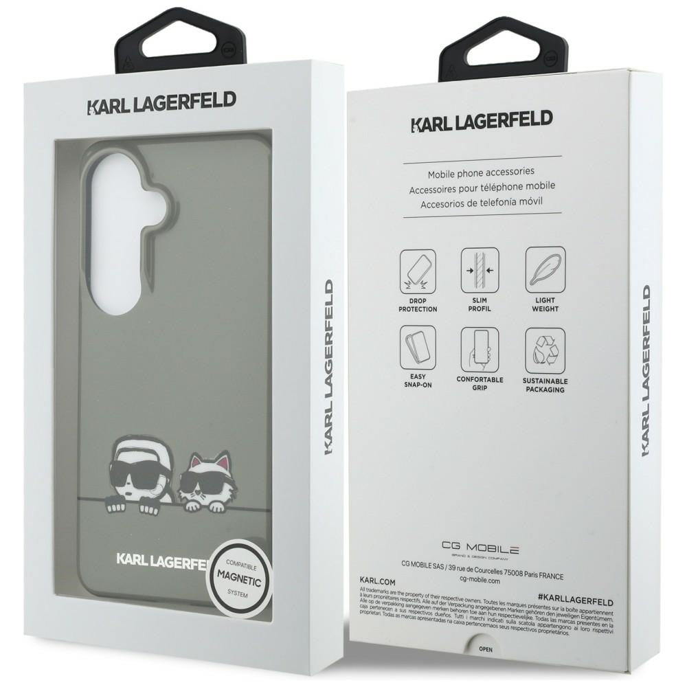 Husa MagSafe pentru Samsung Galaxy S26 S942, Karl Lagerfeld, IML Karl & Choupette Peekaboo Logo, Neagra