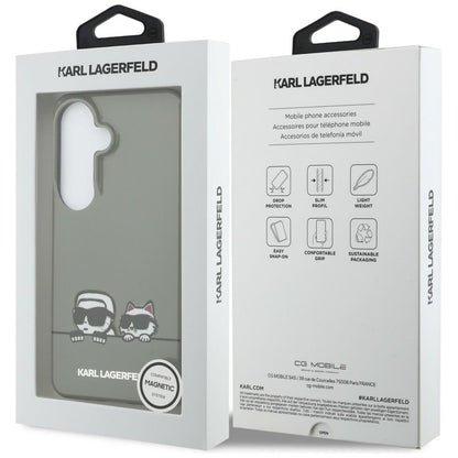 Husa MagSafe pentru Samsung Galaxy S26 S942, Karl Lagerfeld, IML Karl & Choupette Peekaboo Logo, Neagra