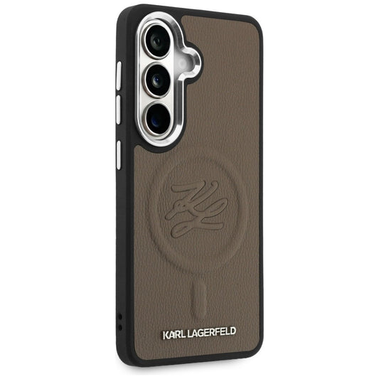 Husa MagSafe pentru Samsung Galaxy S26 S942, Karl Lagerfeld, Initial Logo Debossed, Maro