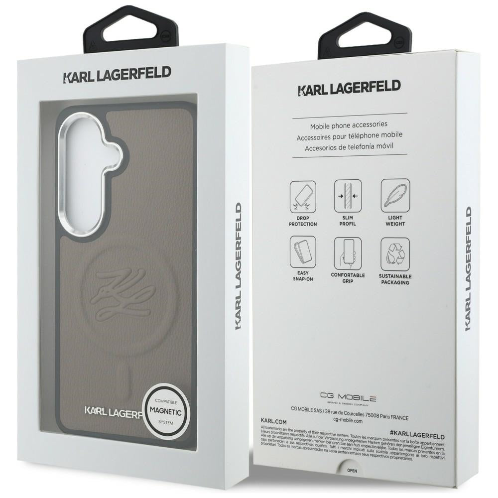 Husa MagSafe pentru Samsung Galaxy S26 S942, Karl Lagerfeld, Initial Logo Debossed, Maro