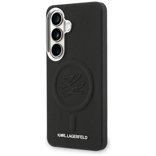 Husa MagSafe pentru Samsung Galaxy S26 S942, Karl Lagerfeld, Initial Logo Debossed, Neagra
