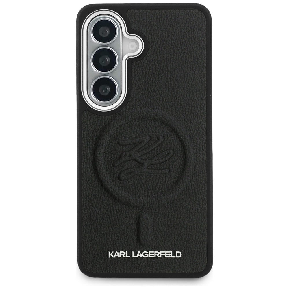 Husa MagSafe pentru Samsung Galaxy S26 S942, Karl Lagerfeld, Initial Logo Debossed, Neagra