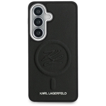 Husa MagSafe pentru Samsung Galaxy S26 S942, Karl Lagerfeld, Initial Logo Debossed, Neagra