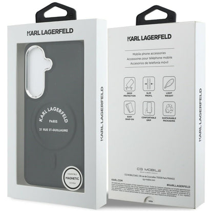 Husa MagSafe pentru Samsung Galaxy S26 S942, Karl Lagerfeld, Karl RSG Logo, Neagra