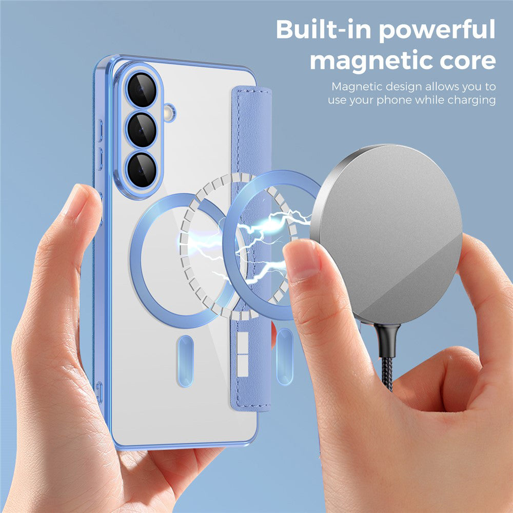 Husa MagSafe pentru Samsung Galaxy S26, Techsuit, SmartMag Book, Bleu